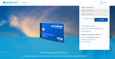 priceline visa rewards card login